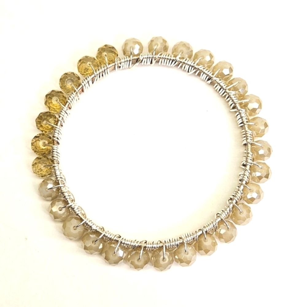 Wire Wrapped Crystal Beaded Bangle - Picture 4 of 5